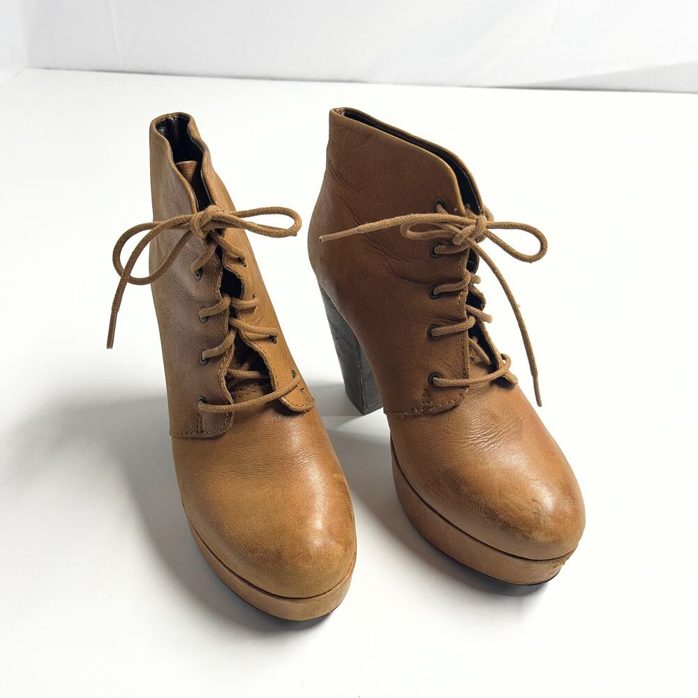 Steve Madden Raspy Cognac Leather High Heel Ankle Boots Women’s Size 8